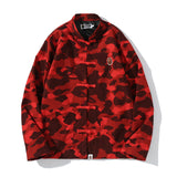 Shark Print Jacket Spring Fashion Brand Embroidered Chinese Style Retro Camouflage Stand Collar Tangzhuang Shirt