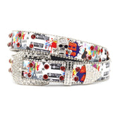 Hip-hop punk rhinestone belt skull wide belt