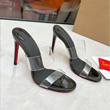 Louboutin-style red bottom shoes exportfrenchcl red bottom women's stiletto shoes sexy pointed toe flatsflats high heels fish mouth women's shoes