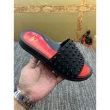 Louboutin-style red bottom shoes fashionexportcl red bottom rivets men's slippers summertrendy flip-flops lightweight non-slip beach shoes cool flip-flops
