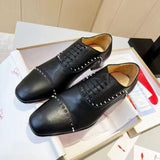 Louboutin-style red bottom shoes embroidered shoes fashioneasiest for matchcasual business thick sole glossy gentleman leather shoes red bottom wedding cl men's shoes