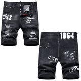 DSQ2 Short Jeans Ripped Patch Slim-fit Stretch Denim Shorts