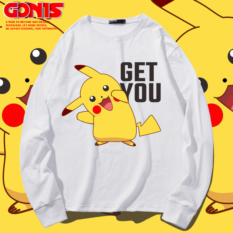 Men and Women Pokemon Pikachu T Shirt Anime Peripheral Long Sleeve T-shirt