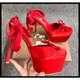 Louboutin-style red bottom shoes ballet shoes dance shoes european station cl french one-word celebrity elegant rhinestone sexy red bottom export high heels