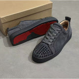 Louboutin-style red bottom shoes, popular european station cl red bottom shoes, electric embroidery style, low-top high-top men's shoes, red bottom couple, trendy rivets, casualtie back