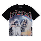 Godspeed T Shirts Spacesuit Pyramid Printing Cotton Casual Crew Neck Short Sleeve Men and Women