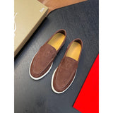 Louboutin-style red bottom shoes cl red bottom genuine leather loafers men business casual slip-on shoes easiest for matchplaid slip-on men's shoes