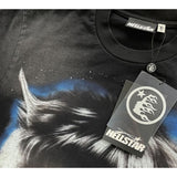Men Vintage T-Shirts Wolf Head Full Moon Print Short Sleeve