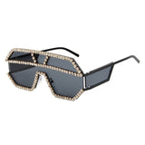 Trendy punk glasses one-piece rhinestones