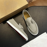 Louboutin-style red bottom shoes: original standard original box top version cl handmade genuine leather shoes mencasual shoes slip-on beanie shoes red bottom loafers