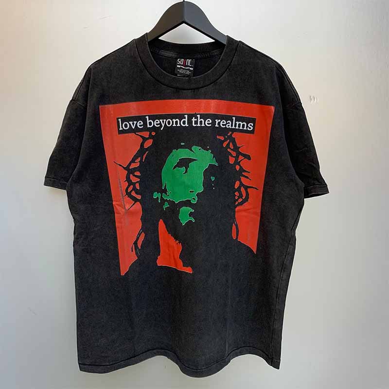 SAINT MICHAEL Vintage T Shirt Direct Spray Washing Water Old Short Sleeve