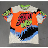 Men Vintage T-Shirts Vintage Washed Old Graffiti Loose Crew Neck Short Sleeves