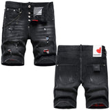 DSQ2 Short Jeans Ripped Patch Slim-fit Stretch Denim Shorts