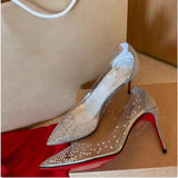 Louboutin-style red bottom shoes clflats pointed rhinestone stiletto women's high heels wedding shoes cm.cm.cm red bottom black red bottom