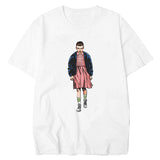 Stranger Things T Shirt White round Neck Short Sleeve Digital Printing