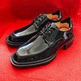Louboutin-style red bottom shoes wang jiaer cl red bottom shoes men business leather shoes british breathable genuine leather flatsthick sole height-increasing derby shoes