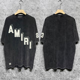 Amiri Washed Distressed T Shirt Printed Trendy Pure Cotton