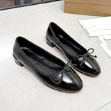 Louboutin-style red bottom shoes clfrench gentle style round toe sweetbows slip-on beautiful ballet shoes flats
