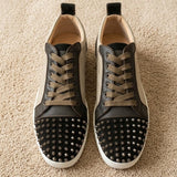 Louboutin-style red bottom shoes red bottom shoes low ankle color matching men's shoes cl punk studded shoes youth casual sneakers