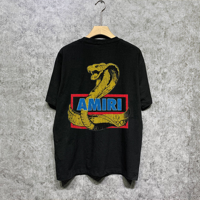 Amiri t shirts king cobra gold printing short sleeve