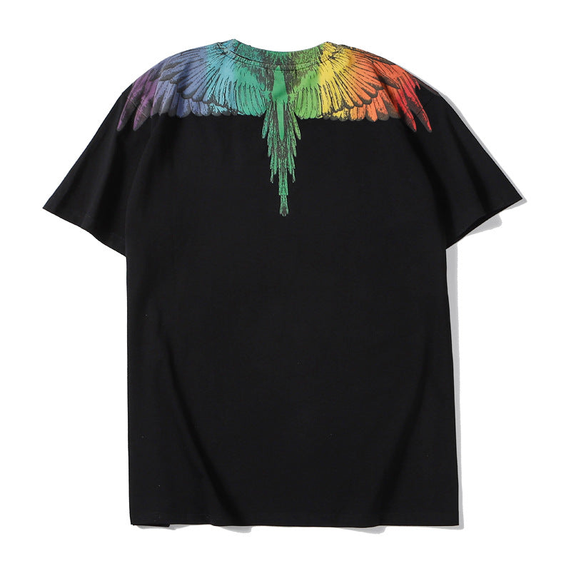 Marcelo Burlon T Shirt MB Rainbow Parrot Wings Men And Women Same Style Hip Hop