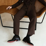 Louboutin-style red bottom shoes genuine leather men derby shoes cl patent leather red bottom shoes tie backcasual leather shoes height increasing groom wedding shoes