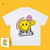 Drew T Shirts Short Sleeve T-shirt Smiley Face Letter Print
