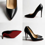 Louboutin-style red bottom shoes matte cl red bottom pointed toe stiletto high heels flats style fashionsexy ultra-high heel hidden heelflats