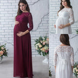 Maternity Clothes Dress Long Sleeve Lace Maternity Sexy Loose Trailing Long Dress