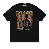Oversized 90S T Shirt Summer Printed Short Sleeve T-shirt High Street Cotton Black Loose