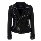 Leather Biker Coat Golden Leather Jacket Women Pu Jackets Rivet Punk Jacket