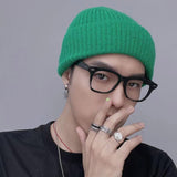 Toboggan Hat Autumn and Winter Knitted Hat Pure Color Warm Keeping Sleeve Cap