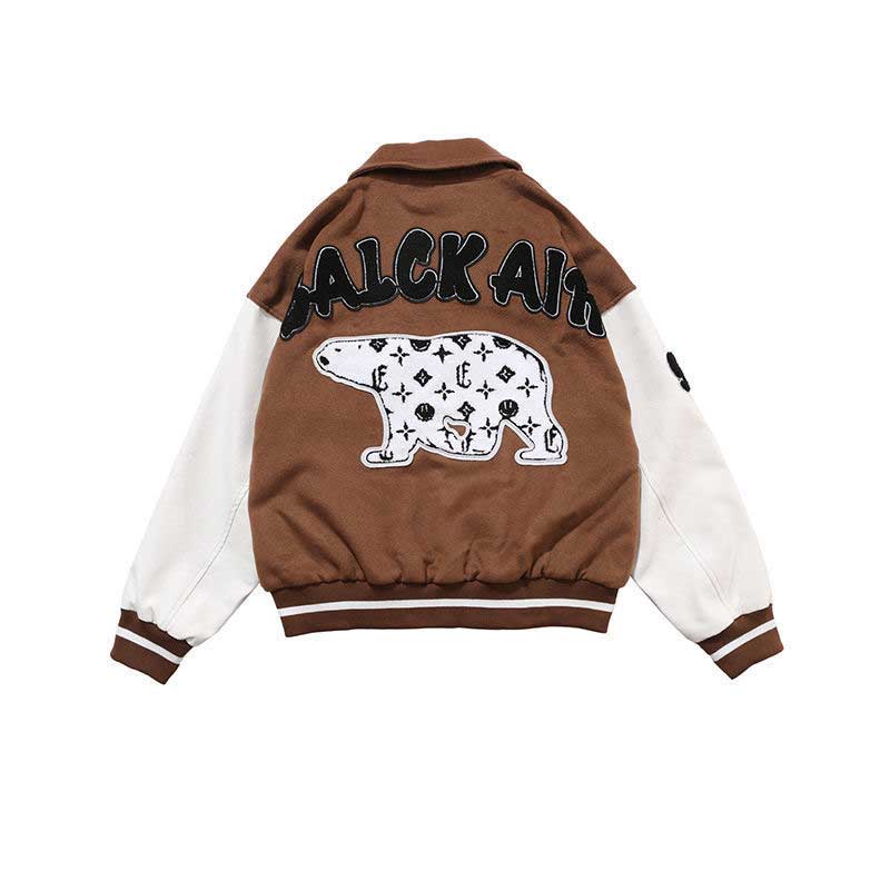 The Bears Varsity Jacket Spring Jacket Polar Bear Embroidered Baseball Uniform Women's Top