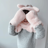 My Melody Hat Cute Cartoon Hat Scarf Gloves One-Piece Sleeve Cap StellaLou Children Autumn and Winter Plush All-in-One Warm Keeping Suit Kulomi