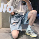 Men Denim Shorts Men's Summer Beach Pants Loose
