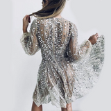 Olivia Wilde Dress Long Sleeve See-through Sequined Dress
