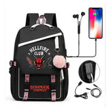 Stranger Things Hellfire Club Backpack USB Charging Backpack Student Schoolbag