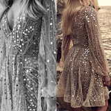 Olivia Wilde Dress Long Sleeve See-through Sequined Dress