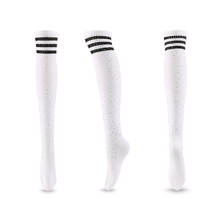 Winter Thick Knit Thigh High Socks Long Stockings Boot Knee Socks Long Women's Socks Striped High Cotton Socks