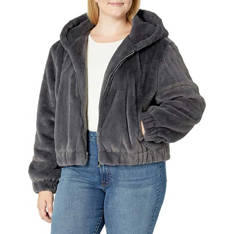 Women Winter Coats Imitation Fur Hooded Long Sleeve Zipper Plush Women's Jacket