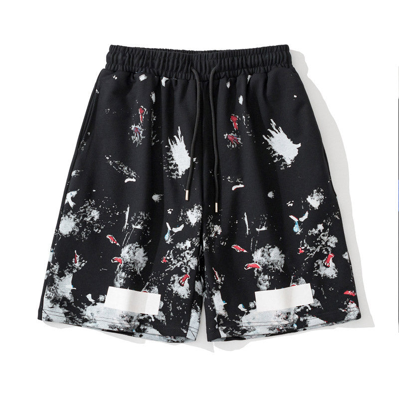 Spring and Summer off Starry Sky Fireworks Print CasualMen's and Women's Beach Pants shorts