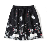 Spring and Summer off Starry Sky Fireworks Print CasualMen's and Women's Beach Pants shorts