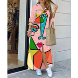 Nina Parker Graffiti Dress Long Sleeve Printed Shirt Dress