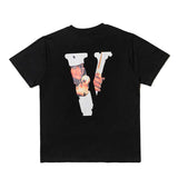 Vlone T Shirts Cartoon Character Eye Print Short Sleeve T-shirt Men's and Women's Large V Loose Half Sleeve