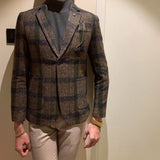 Bohemian Chic Wedding Guest Men Attire Vintage Plaid Two Buttons Single West Slim-Fit Commute Casual Business Coat