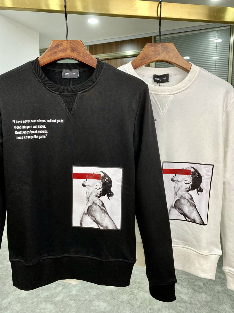 Dsq2 Hoodie DSQ Lian D2 Portrait Map Printed Sweater Trendy Men's Autumn and Winter