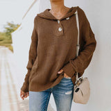 Women Fall Outfits Autumn and Winter V-neck Long Sleeve Loose Knitwear T-shirt Women's Hooded Sweater