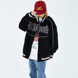 Beige Varsity Jacket Autumn and Winter Men's Embroidered Baseball Uniform Corduroy Jacket Men's Jacket