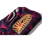 Shark Print Bape Hoodie Shark Head Blue Purple Patchwork Assorted Colors Hooded Zipper Sweatshirt Fashionable Jacket