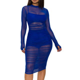 Nina Parker Black Dress Mesh Dress Vest Shorts Three-Piece Set